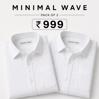 White Luxurious Cotton Shirt- Pack Of 2