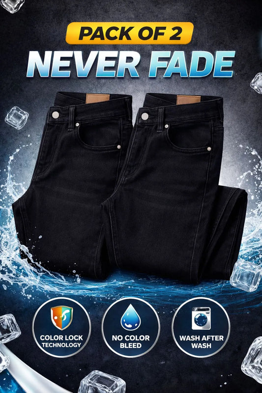 Premium Never Fade Denim Jeans (Pack of 2 )