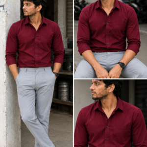 Red Shirt & Light Grey Pant Combo | Set of 2