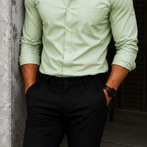 Pista Green Shirt & Black Pant Combo | Set of 2 - Image 2