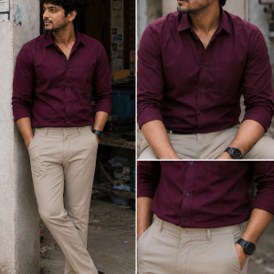 Maroon Shirt & Sandal Pant Combo | Set of 2