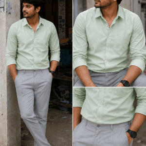 Pista Green Shirt & Lite Grey Pant Combo | Set of 2