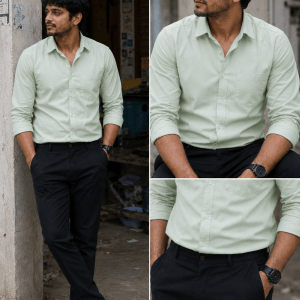 Pista Green Shirt & Black Pant Combo | Set of 2