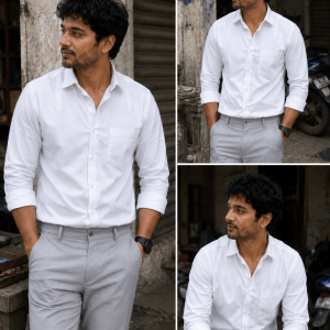 White Shirt & Light Grey Pant Combo | Set of 2
