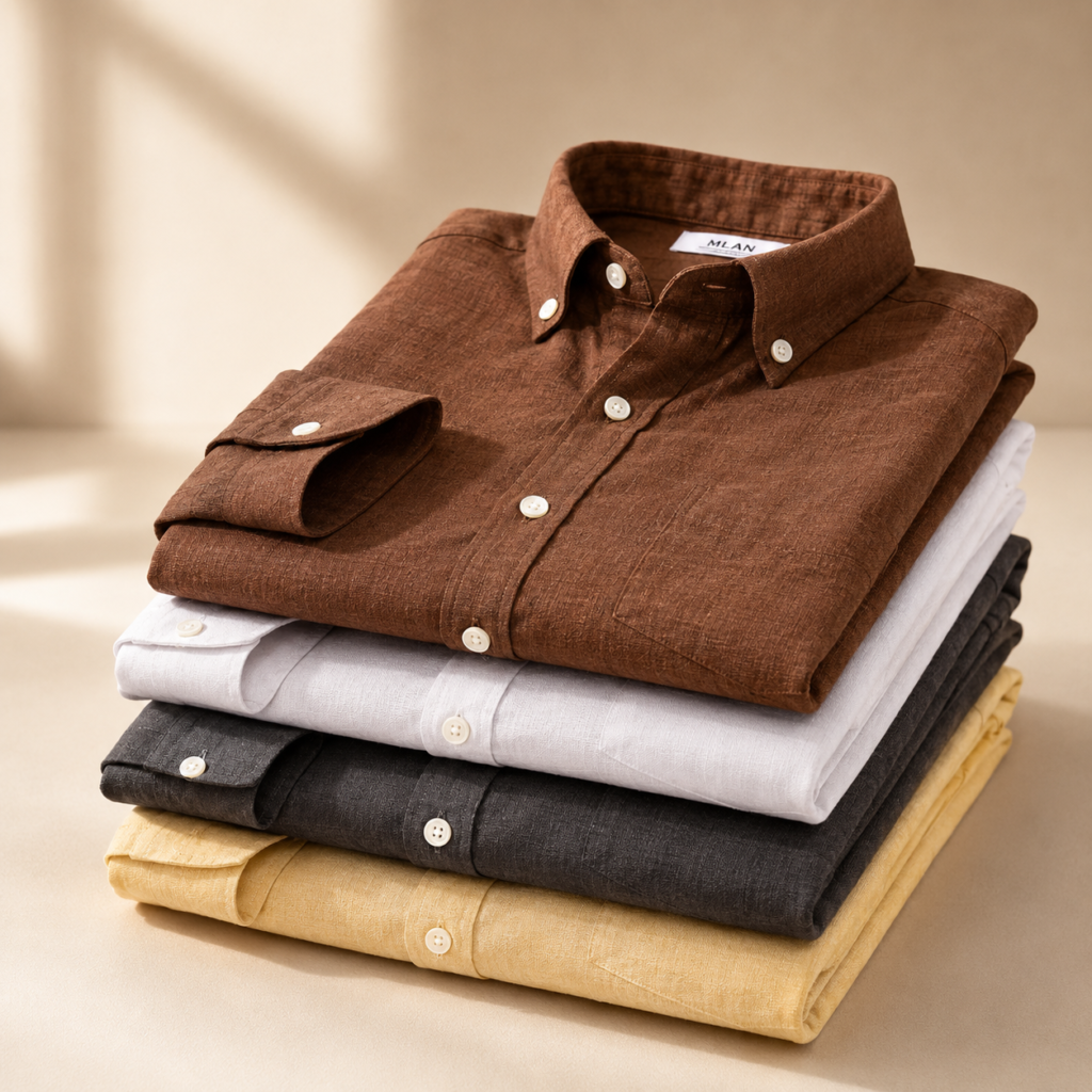 Everyday Cotton Shirts Brown, White, Charcoal & Lemon | Pack of 4
