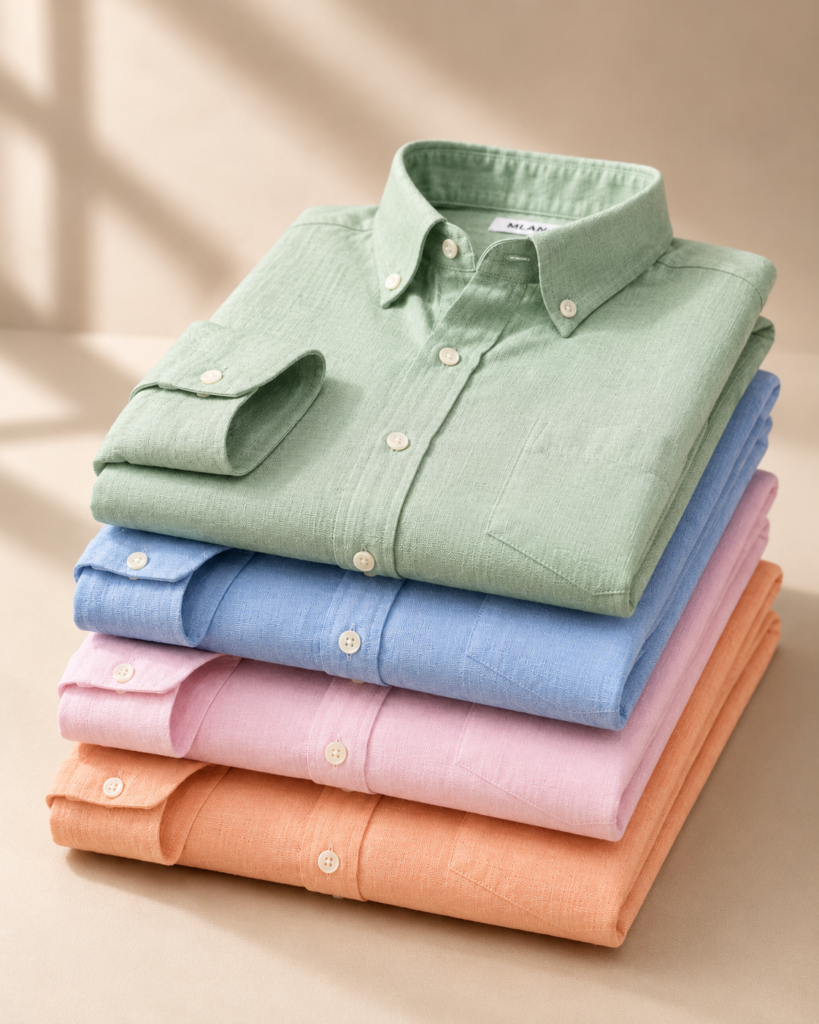 Everyday Cotton Shirts Mint, Sky Blue, Baby Pink & Peach | Pack of 4