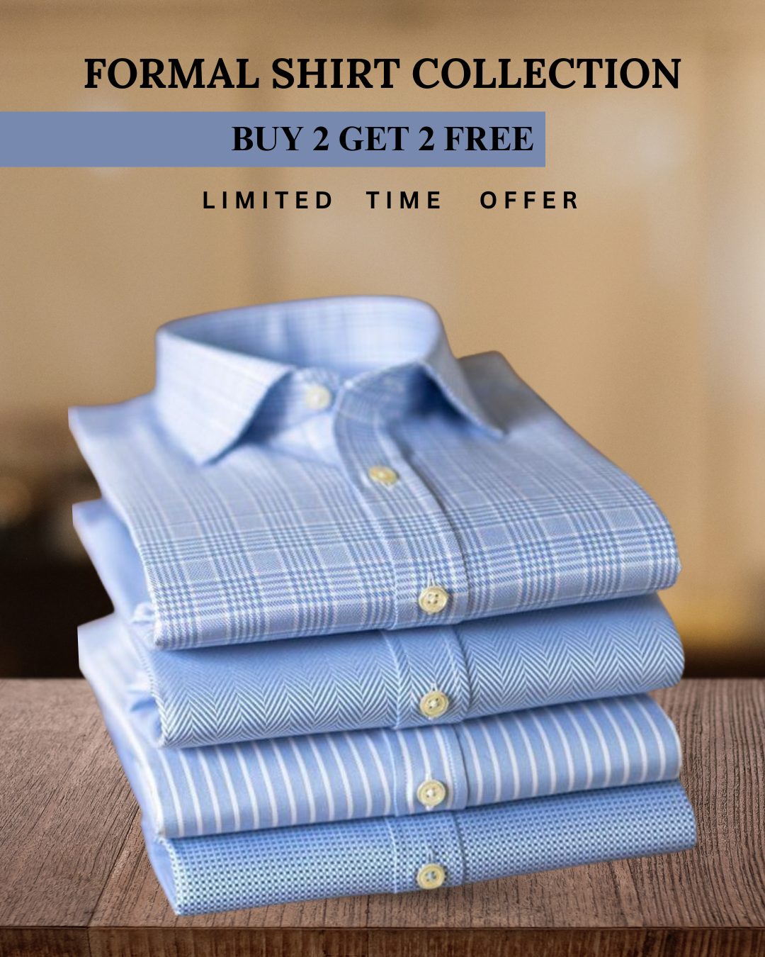 Men's Long Sleeve Formal Shirt (Pack of 4)